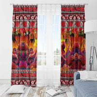Hawaii KaUla Wena Octopus Window Curtain Oceanic Red with Corals and Tropical On Sunset Landscape LT03 - Polynesian Pride