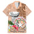 Northern Mariana Islands Hafa Adai Latte Stone Family Matching Mermaid Dress and Hawaiian Shirt Peach Fuzz Color LT03 Dad's Shirt - Short Sleeve Peach Fuzz Color - Polynesian Pride