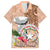 Northern Mariana Islands Hafa Adai Latte Stone Family Matching Off Shoulder Long Sleeve Dress and Hawaiian Shirt Peach Fuzz Color LT03 Dad's Shirt - Short Sleeve Peach Fuzz Color - Polynesian Pride