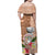 Northern Mariana Islands Hafa Adai Latte Stone Family Matching Off Shoulder Maxi Dress and Hawaiian Shirt Peach Fuzz Color LT03 - Polynesian Pride