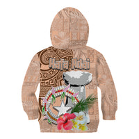 Northern Mariana Islands Hafa Adai Latte Stone Kid Hoodie Peach Fuzz Color LT03 - Polynesian Pride