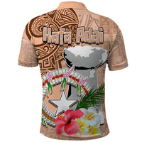 Northern Mariana Islands Hafa Adai Latte Stone Polo Shirt Peach Fuzz Color LT03 - Polynesian Pride