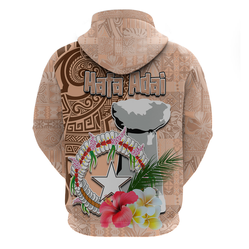 Northern Mariana Islands Hafa Adai Latte Stone Zip Hoodie Peach Fuzz Color LT03 - Polynesian Pride