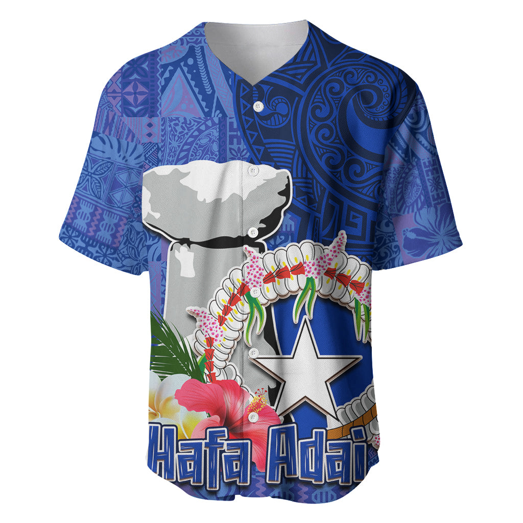 Northern Mariana Islands Hafa Adai Latte Stone Baseball Jersey Blue Color LT03 Blue - Polynesian Pride