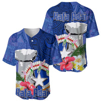 Northern Mariana Islands Hafa Adai Latte Stone Baseball Jersey Blue Color LT03 - Polynesian Pride