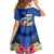 Northern Mariana Islands Hafa Adai Latte Stone Family Matching Off Shoulder Long Sleeve Dress and Hawaiian Shirt Blue Color LT03 - Polynesian Pride