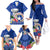 Northern Mariana Islands Hafa Adai Latte Stone Family Matching Off Shoulder Long Sleeve Dress and Hawaiian Shirt Blue Color LT03 - Polynesian Pride