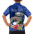 Northern Mariana Islands Hafa Adai Latte Stone Family Matching Off Shoulder Short Dress and Hawaiian Shirt Blue Color LT03 - Polynesian Pride