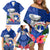 Northern Mariana Islands Hafa Adai Latte Stone Family Matching Off Shoulder Short Dress and Hawaiian Shirt Blue Color LT03 - Polynesian Pride