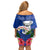 Northern Mariana Islands Hafa Adai Latte Stone Family Matching Off Shoulder Short Dress and Hawaiian Shirt Blue Color LT03 - Polynesian Pride