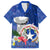 Northern Mariana Islands Hafa Adai Latte Stone Family Matching Puletasi and Hawaiian Shirt Blue Color LT03 Dad's Shirt - Short Sleeve Blue - Polynesian Pride