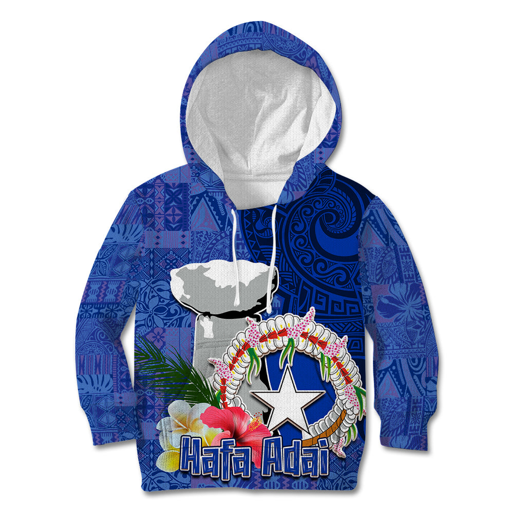 Northern Mariana Islands Hafa Adai Latte Stone Kid Hoodie Blue Color LT03 Hoodie Blue - Polynesian Pride