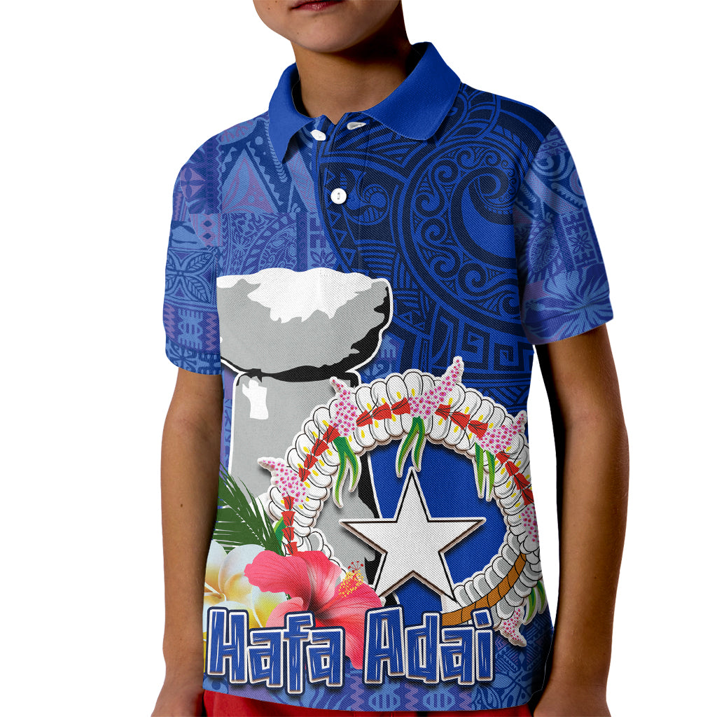 Northern Mariana Islands Hafa Adai Latte Stone Kid Polo Shirt Blue Color LT03 Kid Blue - Polynesian Pride