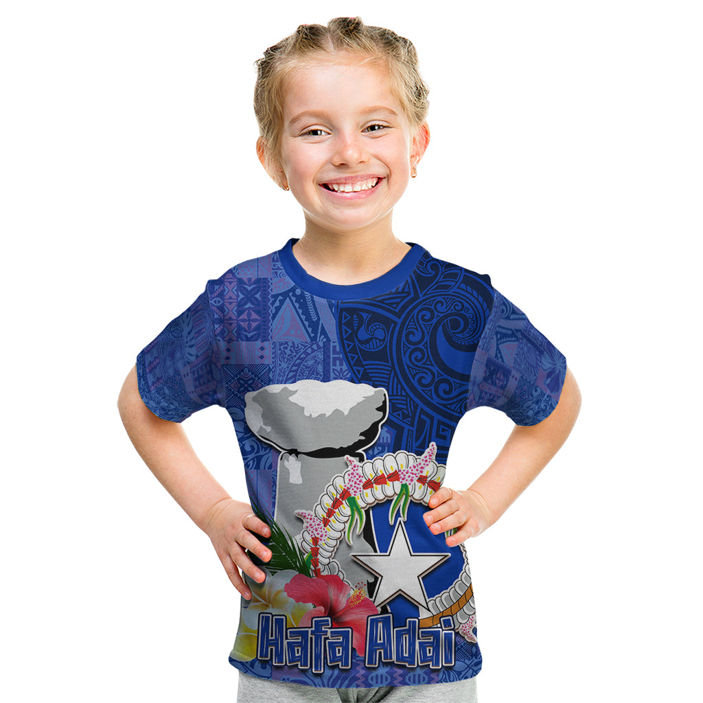 Northern Mariana Islands Hafa Adai Latte Stone Kid T Shirt Blue Color LT03 Blue - Polynesian Pride