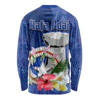 Northern Mariana Islands Hafa Adai Latte Stone Long Sleeve Shirt Blue Color LT03 - Polynesian Pride