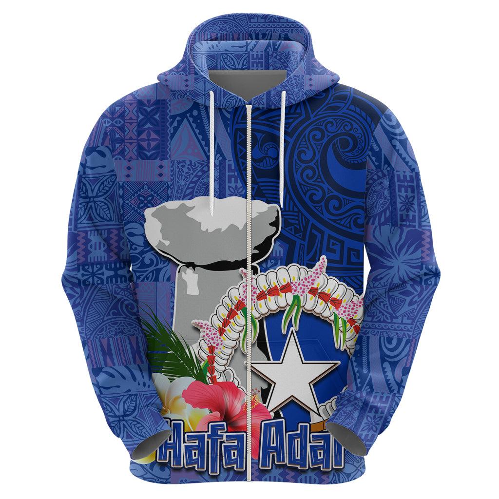 Northern Mariana Islands Hafa Adai Latte Stone Zip Hoodie Blue Color LT03 - Polynesian Pride