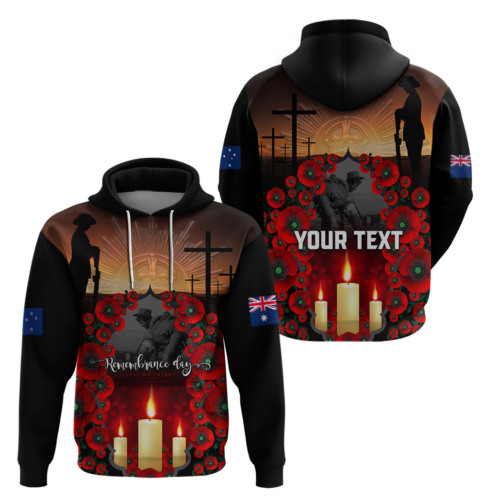 Custom New Zealand and Australia ANZAC Day Hoodie Gallipoli and Canlelight Lest We Forget LT03 - Polynesian Pride