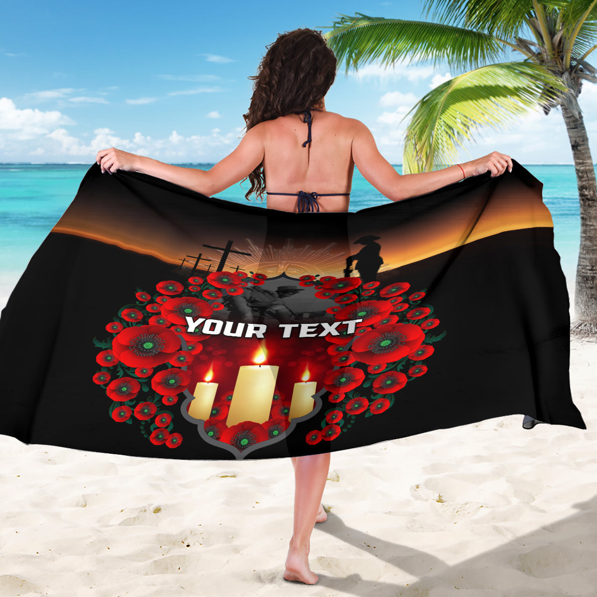 Custom New Zealand and Australia ANZAC Day Sarong Gallipoli and Canlelight Lest We Forget LT03 - Polynesian Pride