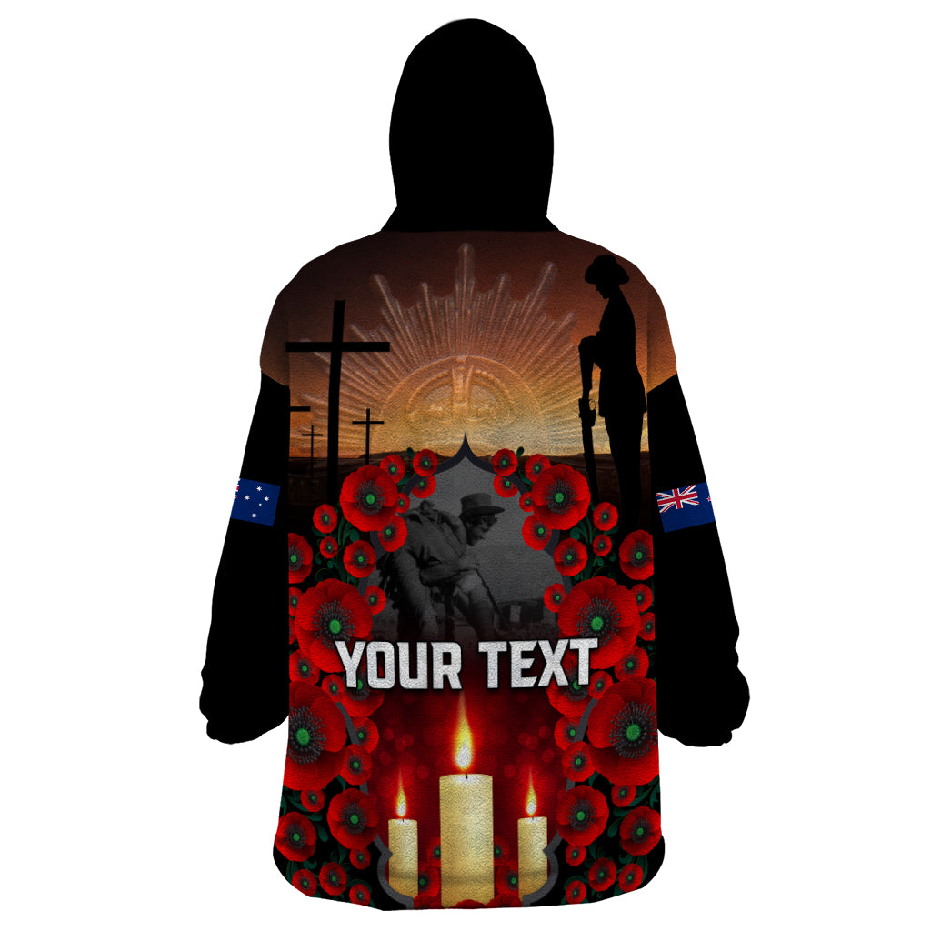 Custom New Zealand and Australia ANZAC Day Wearable Blanket Hoodie Gallipoli and Canlelight Lest We Forget LT03 - Polynesian Pride