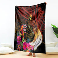 Papua New Guinea Bird-of-Paradise Blanket Hibiscus and Kundu Drum Tribal Pattern LT03 - Polynesian Pride