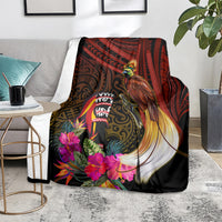 Papua New Guinea Bird-of-Paradise Blanket Hibiscus and Kundu Drum Tribal Pattern LT03 - Polynesian Pride