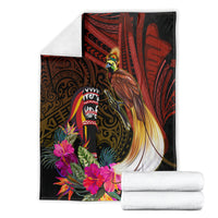 Papua New Guinea Bird-of-Paradise Blanket Hibiscus and Kundu Drum Tribal Pattern LT03 - Polynesian Pride