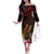 Papua New Guinea Bird-of-Paradise Family Matching Off The Shoulder Long Sleeve Dress and Hawaiian Shirt Hibiscus and Kundu Drum Tribal Pattern LT03 Mom's Dress Yellow - Polynesian Pride