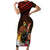 Papua New Guinea Bird-of-Paradise Family Matching Short Sleeve Bodycon Dress and Hawaiian Shirt Hibiscus and Kundu Drum Tribal Pattern LT03 Mom's Dress Yellow - Polynesian Pride