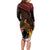 Papua New Guinea Bird-of-Paradise Long Sleeve Bodycon Dress Hibiscus and Kundu Drum Tribal Pattern LT03 - Polynesian Pride