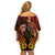 Papua New Guinea Bird-of-Paradise Off Shoulder Short Dress Hibiscus and Kundu Drum Tribal Pattern LT03 - Polynesian Pride