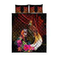 Papua New Guinea Bird-of-Paradise Quilt Bed Set Hibiscus and Kundu Drum Tribal Pattern LT03 - Polynesian Pride