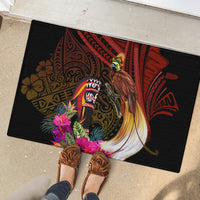 Papua New Guinea Bird-of-Paradise Rubber Doormat Hibiscus and Kundu Drum Tribal Pattern LT03 - Polynesian Pride