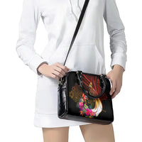 Papua New Guinea Bird-of-Paradise Shoulder Handbag Hibiscus and Kundu Drum Tribal Pattern LT03 - Polynesian Pride