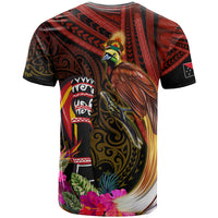 Papua New Guinea Bird-of-Paradise T Shirt Hibiscus and Kundu Drum Tribal Pattern LT03 - Polynesian Pride