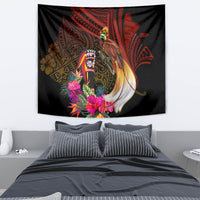 Papua New Guinea Bird-of-Paradise Tapestry Hibiscus and Kundu Drum Tribal Pattern LT03 - Polynesian Pride