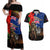 New Zealand and Australia ANZAC Day Couples Matching Off Shoulder Maxi Dress and Hawaiian Shirt National Flag mix Kiwi Bird and Kangaroo Soldier Style LT03 Black - Polynesian Pride