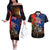 New Zealand and Australia ANZAC Day Couples Matching Off The Shoulder Long Sleeve Dress and Hawaiian Shirt National Flag mix Kiwi Bird and Kangaroo Soldier Style LT03 Black - Polynesian Pride