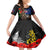 New Zealand and Australia ANZAC Day Family Matching Off Shoulder Maxi Dress and Hawaiian Shirt National Flag mix Kiwi Bird and Kangaroo Soldier Style LT03 Daughter's Dress Black - Polynesian Pride