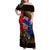 New Zealand and Australia ANZAC Day Family Matching Off Shoulder Maxi Dress and Hawaiian Shirt National Flag mix Kiwi Bird and Kangaroo Soldier Style LT03 Mom's Dress Black - Polynesian Pride