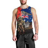 New Zealand and Australia ANZAC Day Men Tank Top National Flag mix Kiwi Bird and Kangaroo Soldier Style LT03 - Polynesian Pride