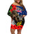 New Zealand and Australia ANZAC Day Off Shoulder Short Dress National Flag mix Kiwi Bird and Kangaroo Soldier Style LT03 Women Black - Polynesian Pride