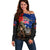 New Zealand and Australia ANZAC Day Off Shoulder Sweater National Flag mix Kiwi Bird and Kangaroo Soldier Style LT03 Women Black - Polynesian Pride