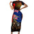 New Zealand and Australia ANZAC Day Short Sleeve Bodycon Dress National Flag mix Kiwi Bird and Kangaroo Soldier Style LT03 Long Dress Black - Polynesian Pride