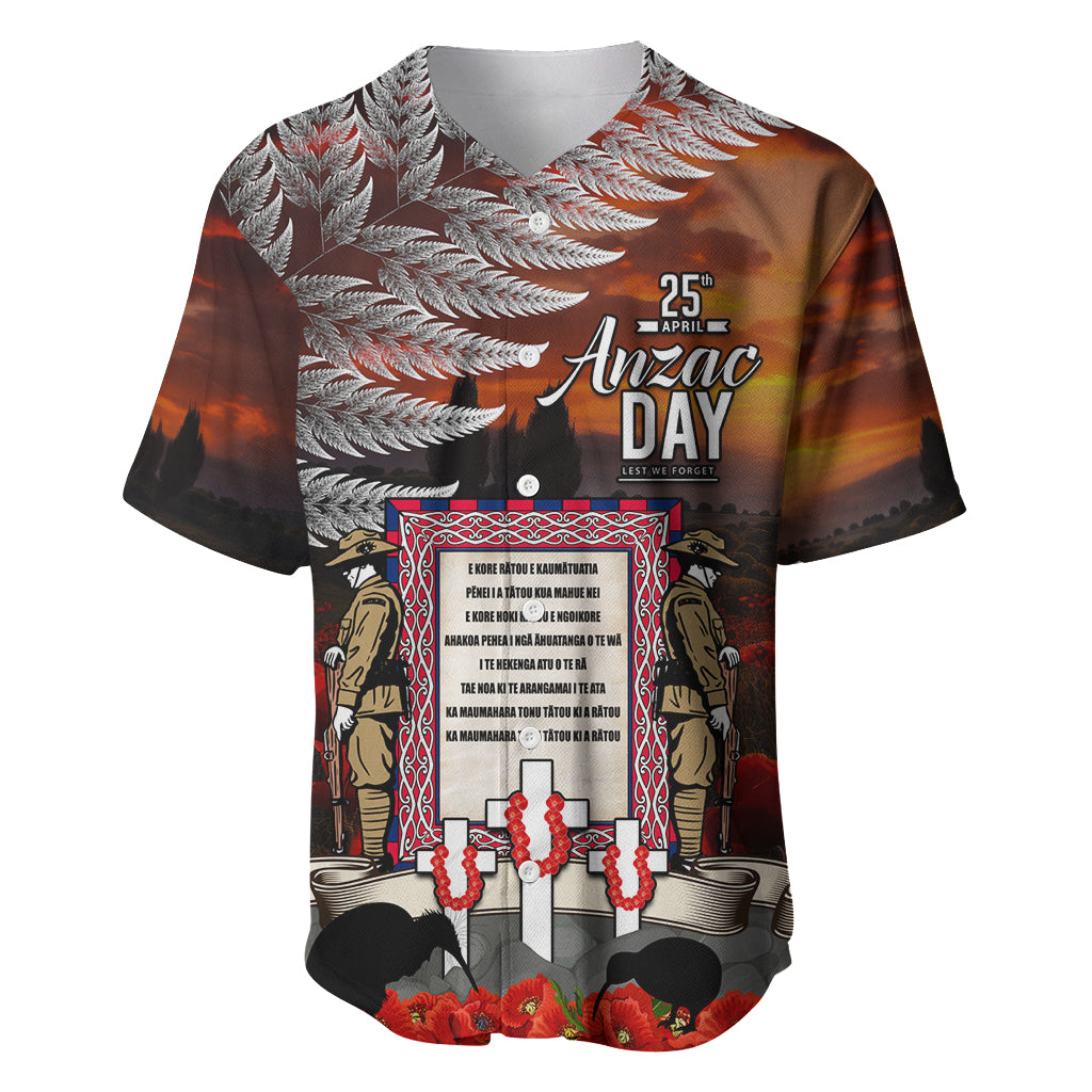 New Zealand ANZAC Day Baseball Jersey The Ode of Remembrance and Silver Fern LT03 Black - Polynesian Pride