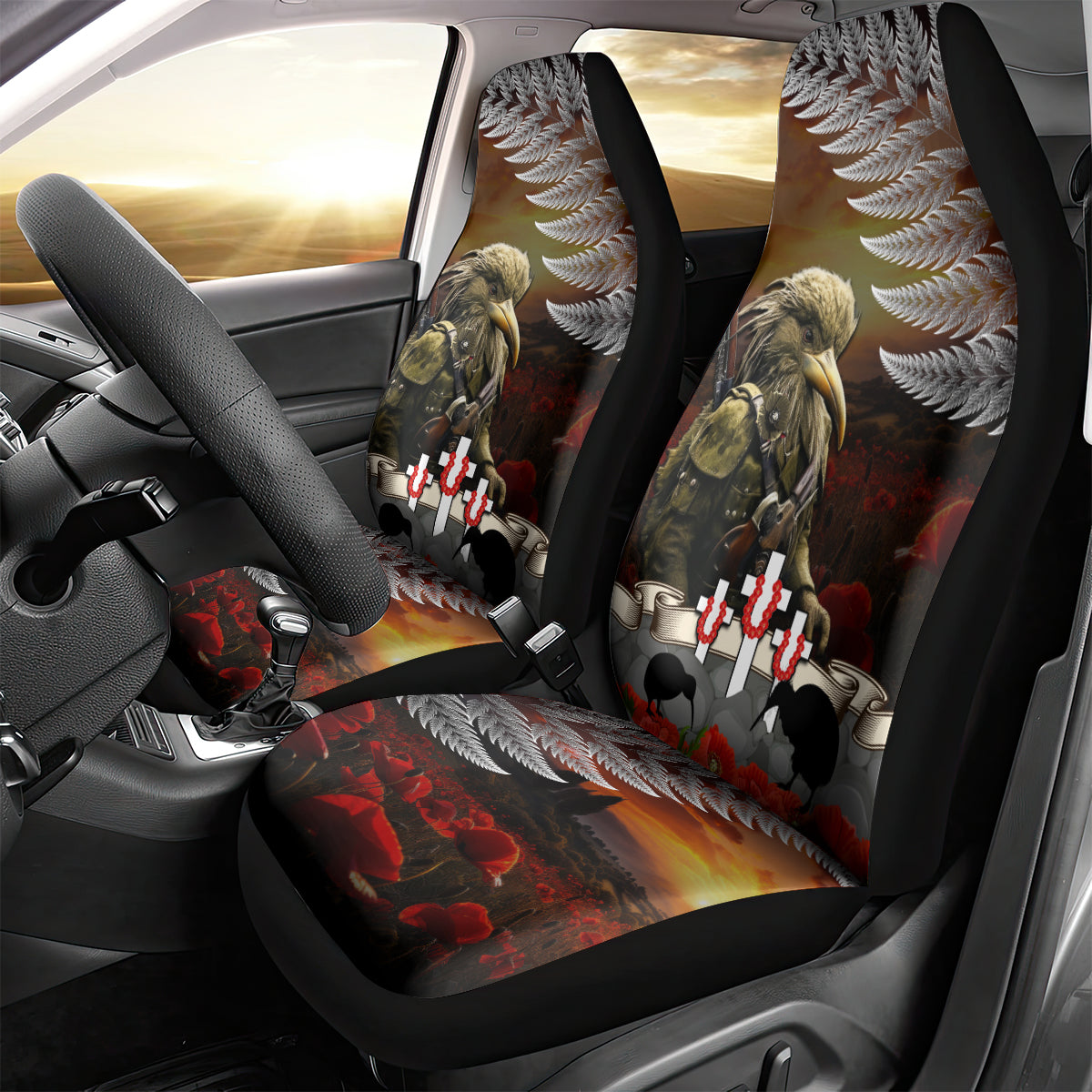 New Zealand ANZAC Day Car Seat Cover The Ode of Remembrance and Silver Fern