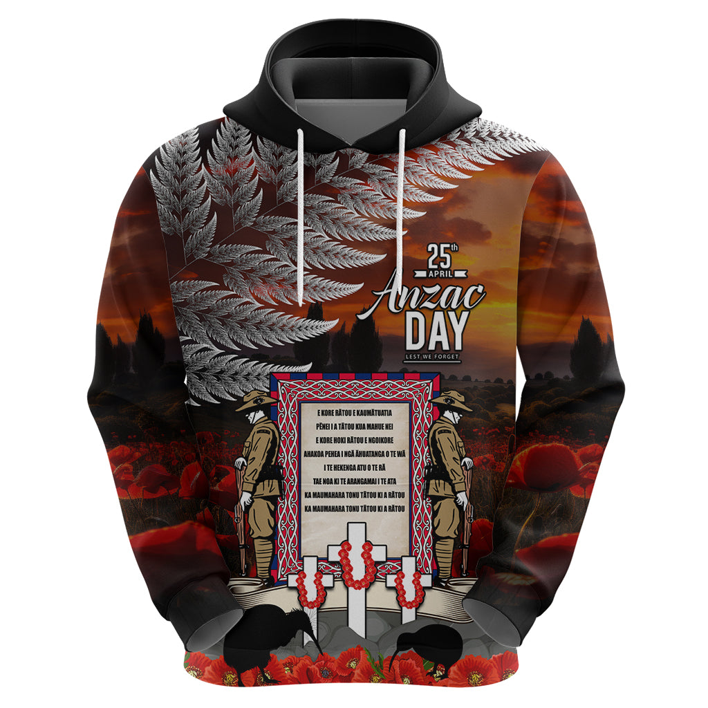 New Zealand ANZAC Day Hoodie The Ode of Remembrance and Silver Fern LT03 - Polynesian Pride