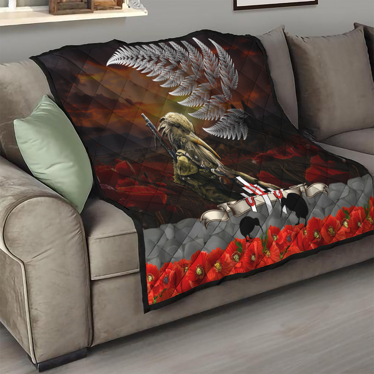 New Zealand ANZAC Day Quilt The Ode of Remembrance and Silver Fern