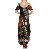 New Zealand ANZAC Day Summer Maxi Dress The Ode of Remembrance and Silver Fern LT03 - Polynesian Pride