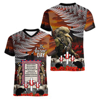 New Zealand ANZAC Day Women V Neck T Shirt The Ode of Remembrance and Silver Fern LT03 - Polynesian Pride