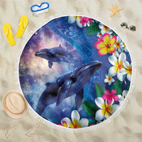 Hawaiian Lei Day Plumeria Humpback Whales Beach Blanket Polynesian Art Vibrant Starry Nebula Style LT03 One Size 150cm Art - Polynesian Pride